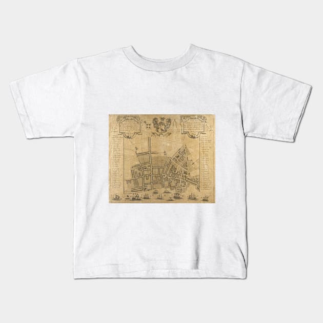 Vintage Map of Liverpool England (1725) Kids T-Shirt by Bravuramedia